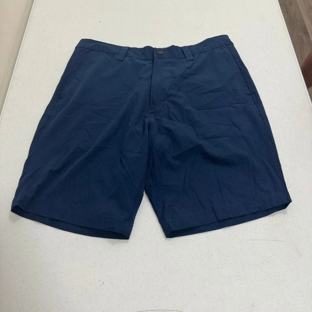 Banana Republic Core Temp Navy Blue Performance Chino Shorts Mens 34 Elastic